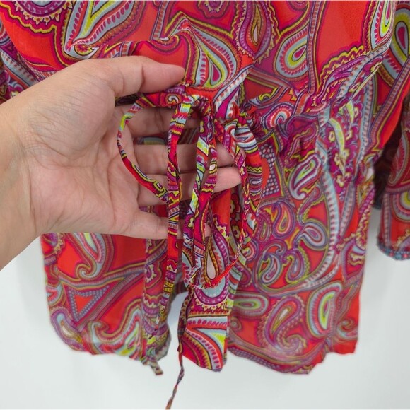 Antonio Melani Beaded Peasant Top Paisley Print Tassels Boho Cinch Waist NWT - Picture 8 of 14